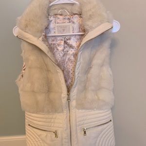 Guess Fur with leather vest size small